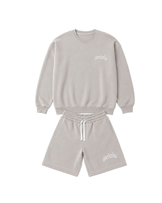 OL STAPLE STITCH SHORT SET (STONE GREY)